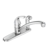 image MOEN Adler Single-Handle Low Arc Standard Kitchen Faucet with Side Sprayer in Chrome