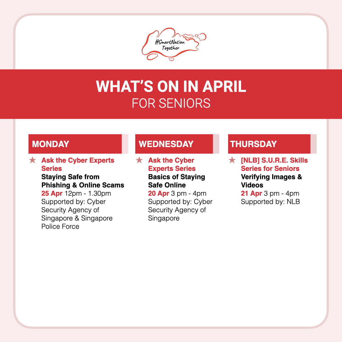 Free webinars in April for seniors