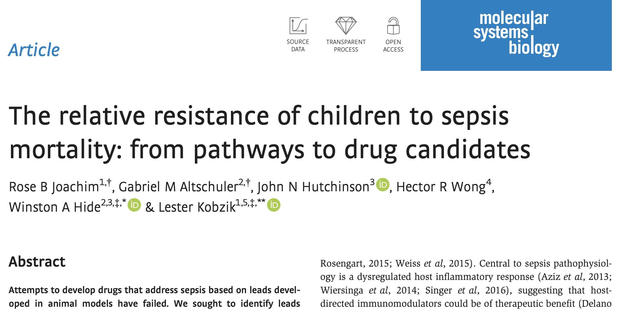 The relative resistance of children to sepsis mortality: from pathways to drug candidates