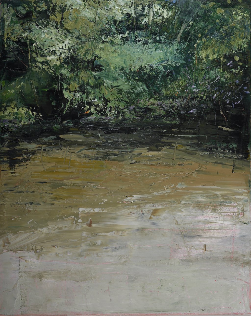 Riverbank with Buddleja Oil on Canvas
