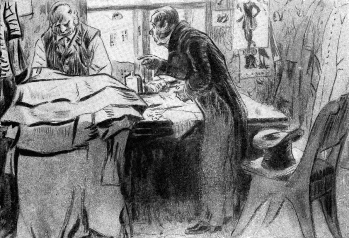 Иллюстрация к повести Николая Гоголя «Шинель». Художник Б. Кустодиев, 1951. Источник: wikimedia.org