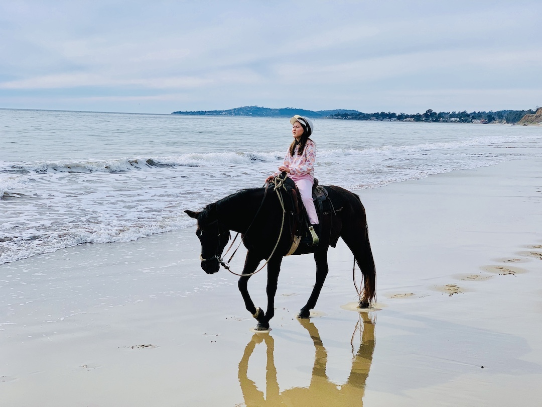 Imogen horseback beach