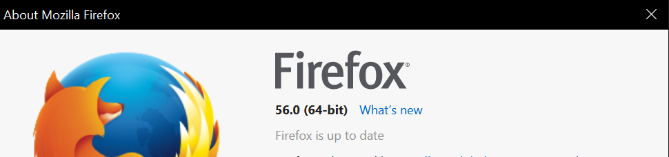 Firefox 64-bit version screen