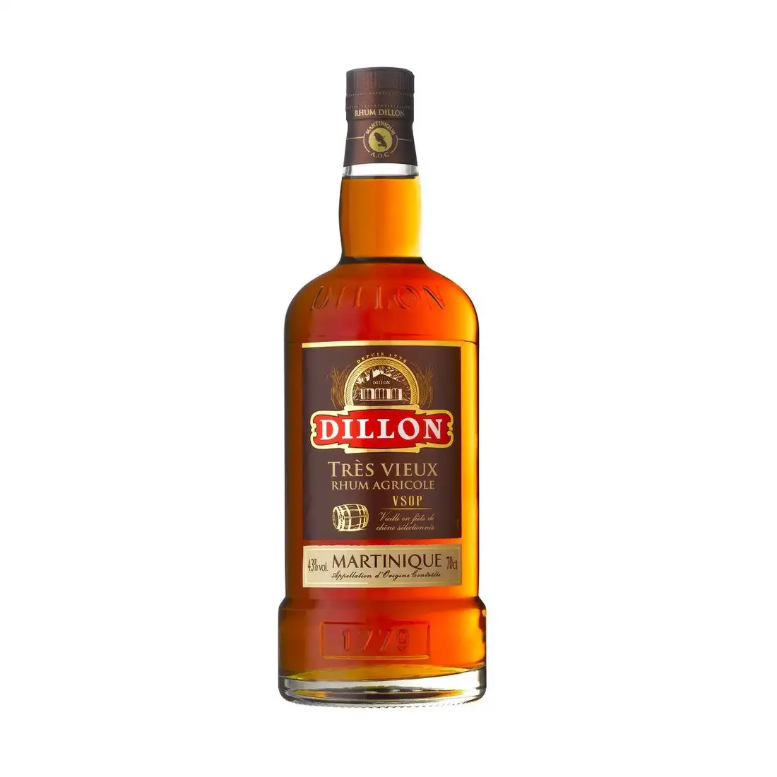 Image of the front of the bottle of the rum Réserve du Comte Arthur Dillon VSOP