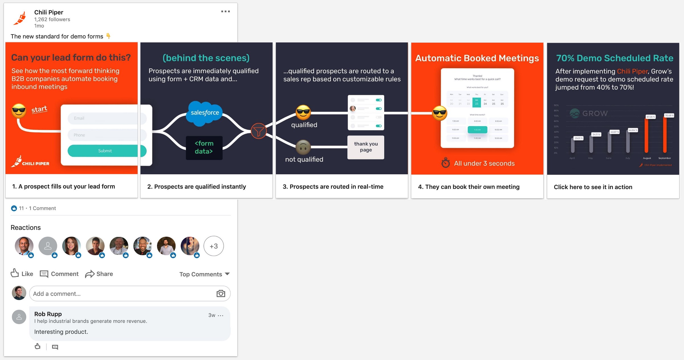 New LinkedIn carousel ad to increase engagement and show how Concierge works.