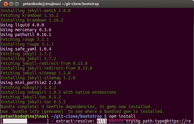 Instalasi depedency dengan NPM