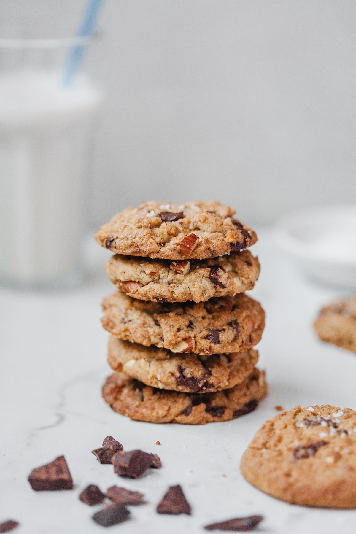 Salted Olive Oil Chocolate Chunk Cookies With Almonds
