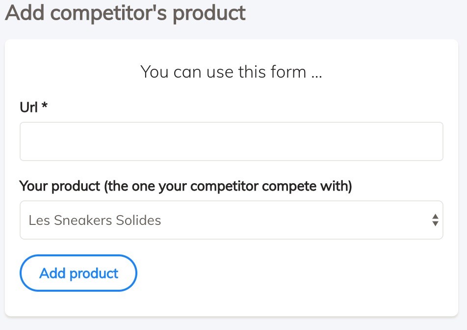 Add competitor form