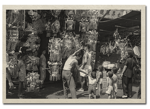 Stall selling lanterns for the Mid-Autumn Festival, 1954