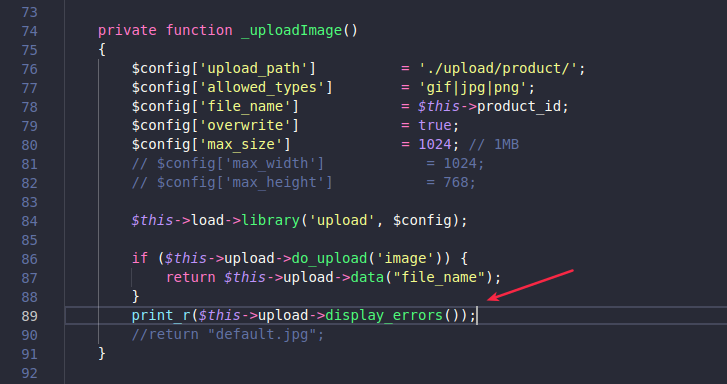 Function for debugging upload errors