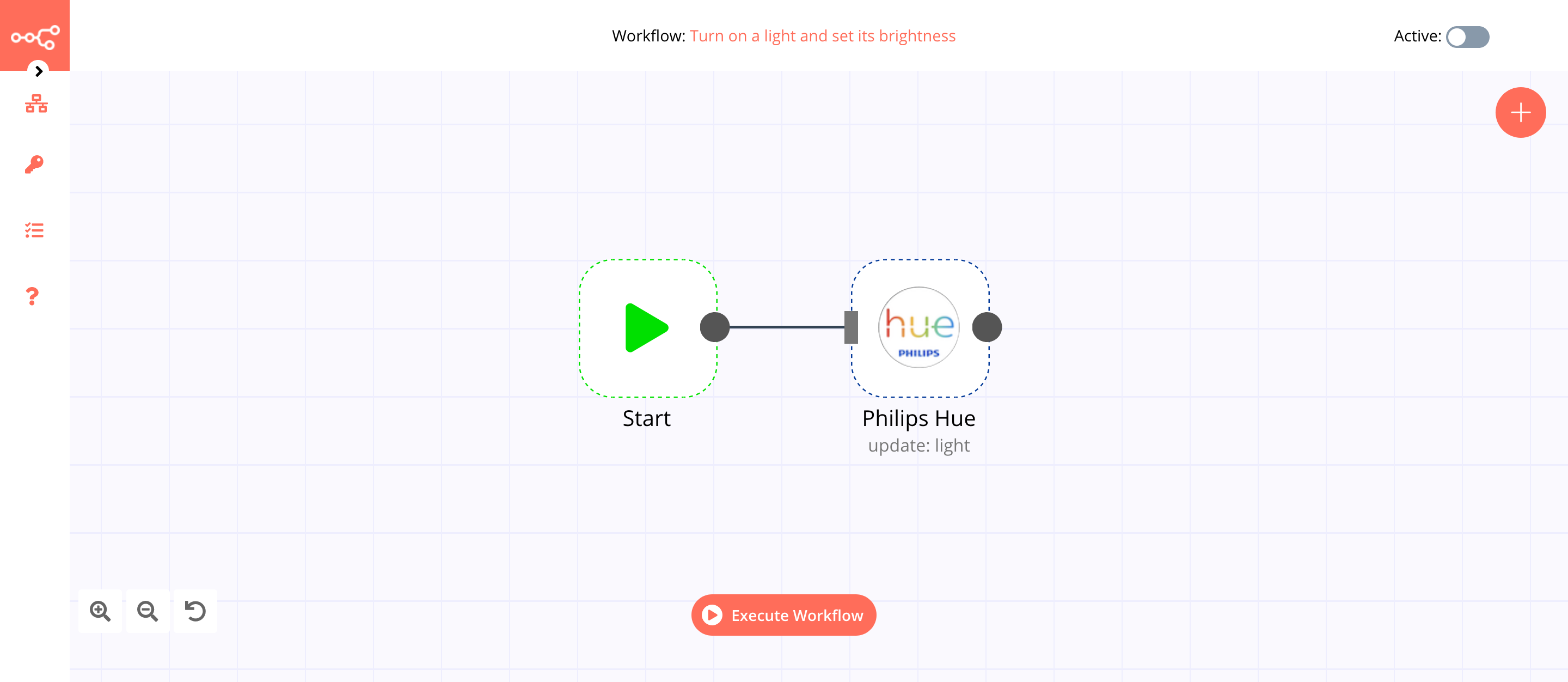A workflow with the Philips Hue node