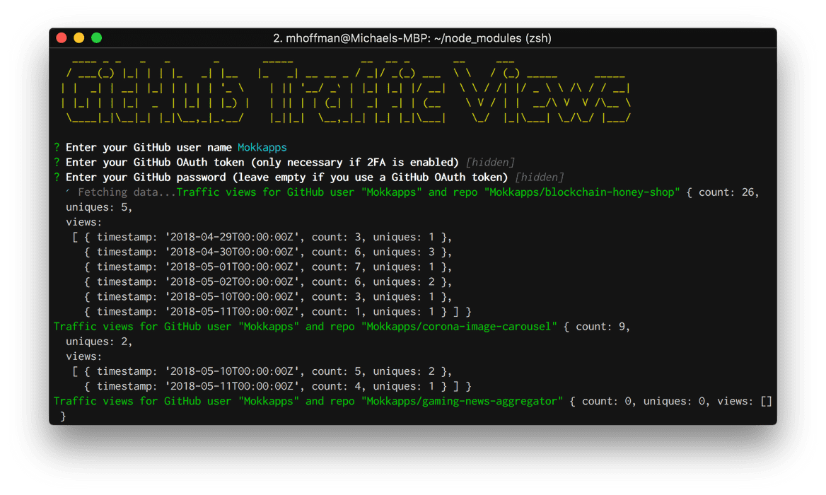 My First NPM Package: github-traffic-cli Image