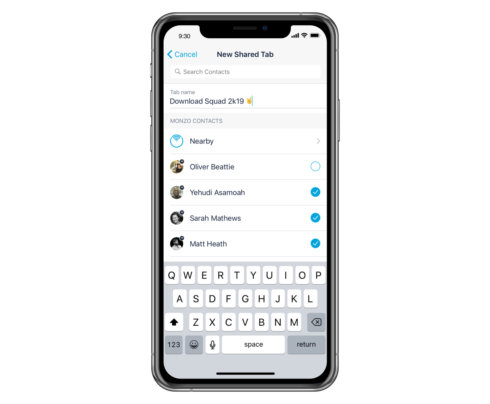 Shared tab