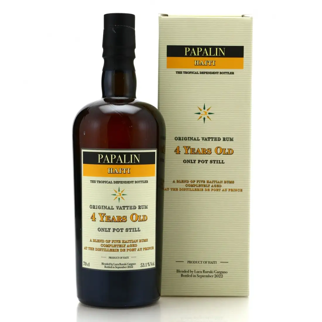 Image of the front of the bottle of the rum Papalin Haiti