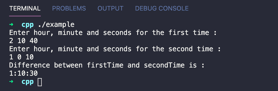 Find time difference between two time in C++