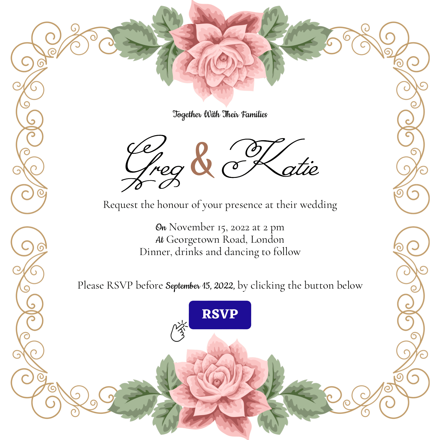 Template of wedding guest invite