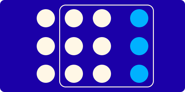 graphical illustration showing 2 groups of circles, separated by a line boxing one of the groups.
