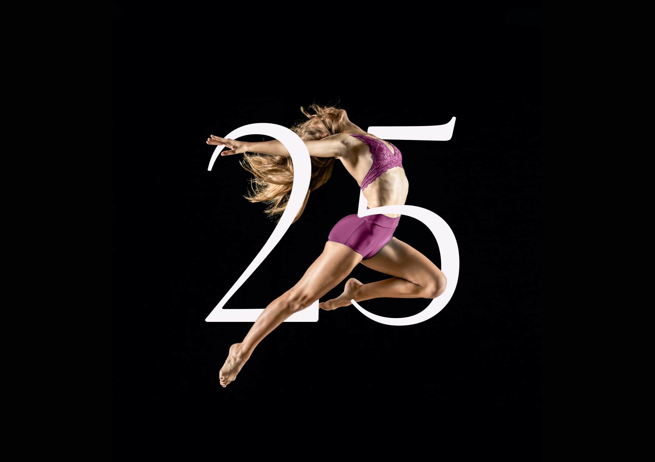 Creative and dynamic imagery combining photography and type for ballet and contemporary dance school, The Litvinjov Academy