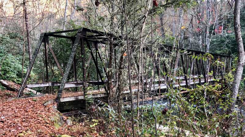 An iron bridge over Eagle Creek