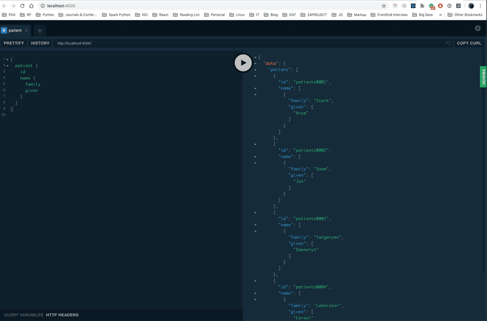 GraphQL playground GraphQL playground