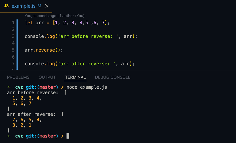 How To Reverse An Array In Javascript In Place Codevscolor 6202