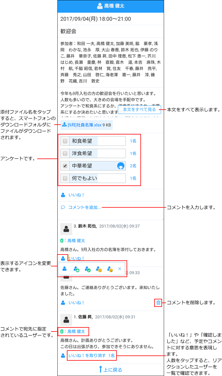 予定の詳細画面のイメージ