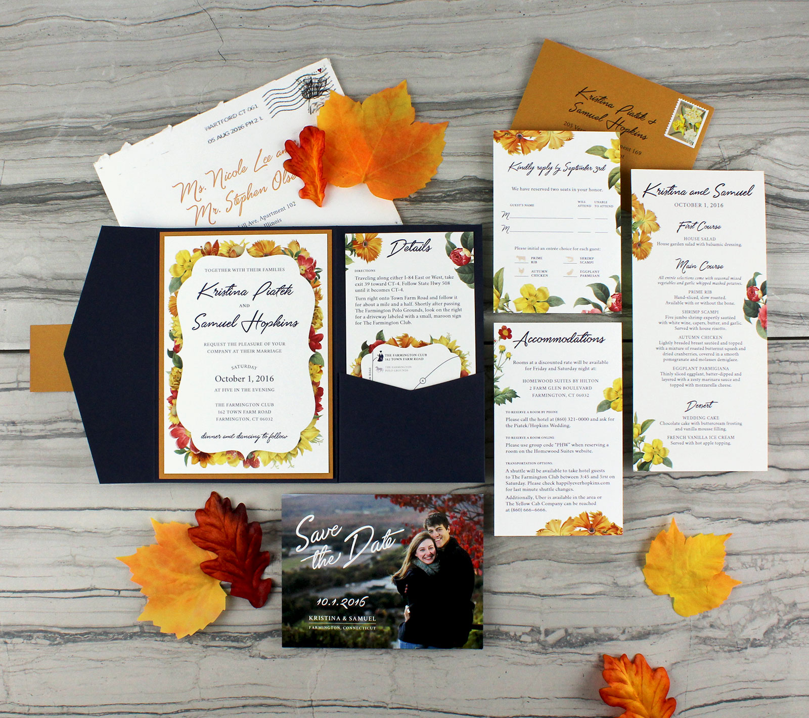 Kristina and Samuel's wedding invitations