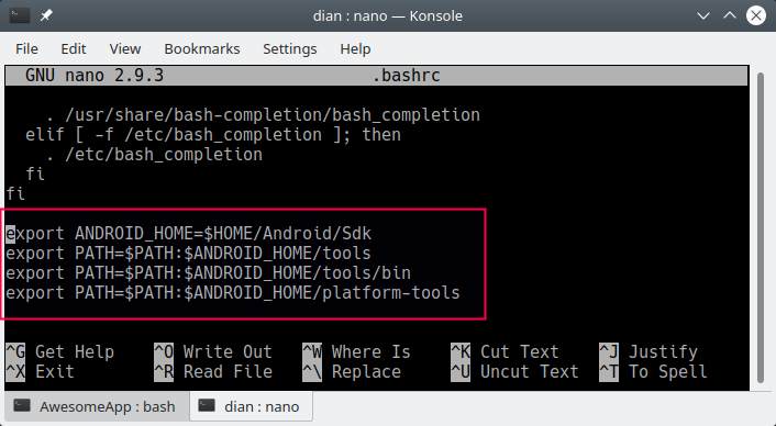 Mengedit bashrc di nano