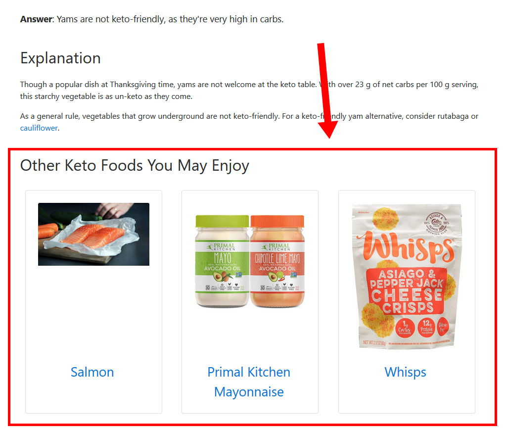 Screenshot of Other Foods widget on Is It Keto