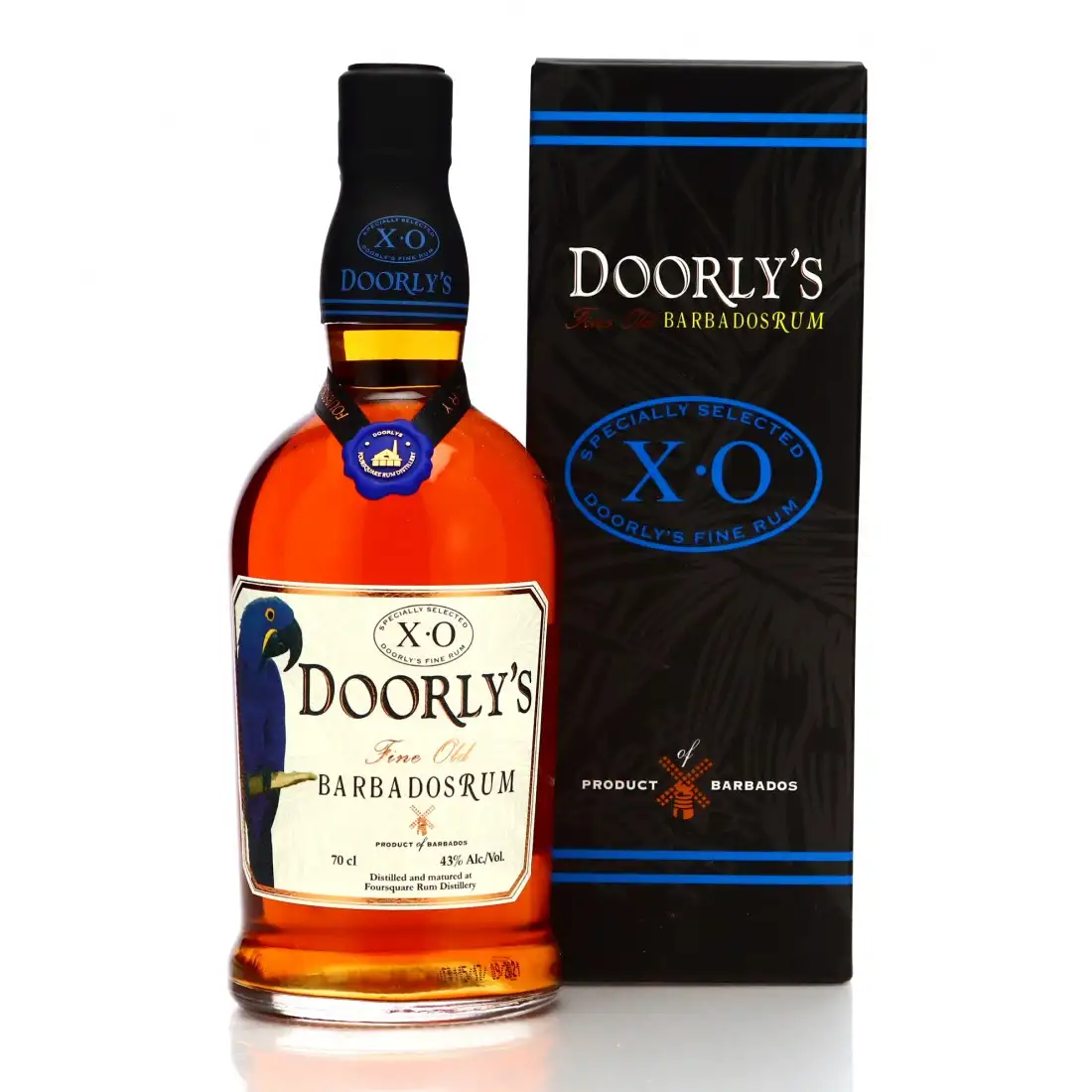 Image of the front of the bottle of the rum Doorly’s XO Fine Old Barbados Rum