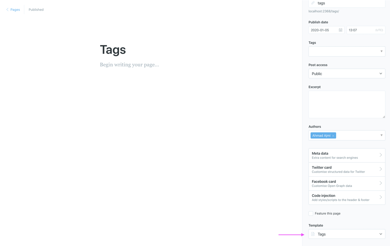 Create the Tags Static Page