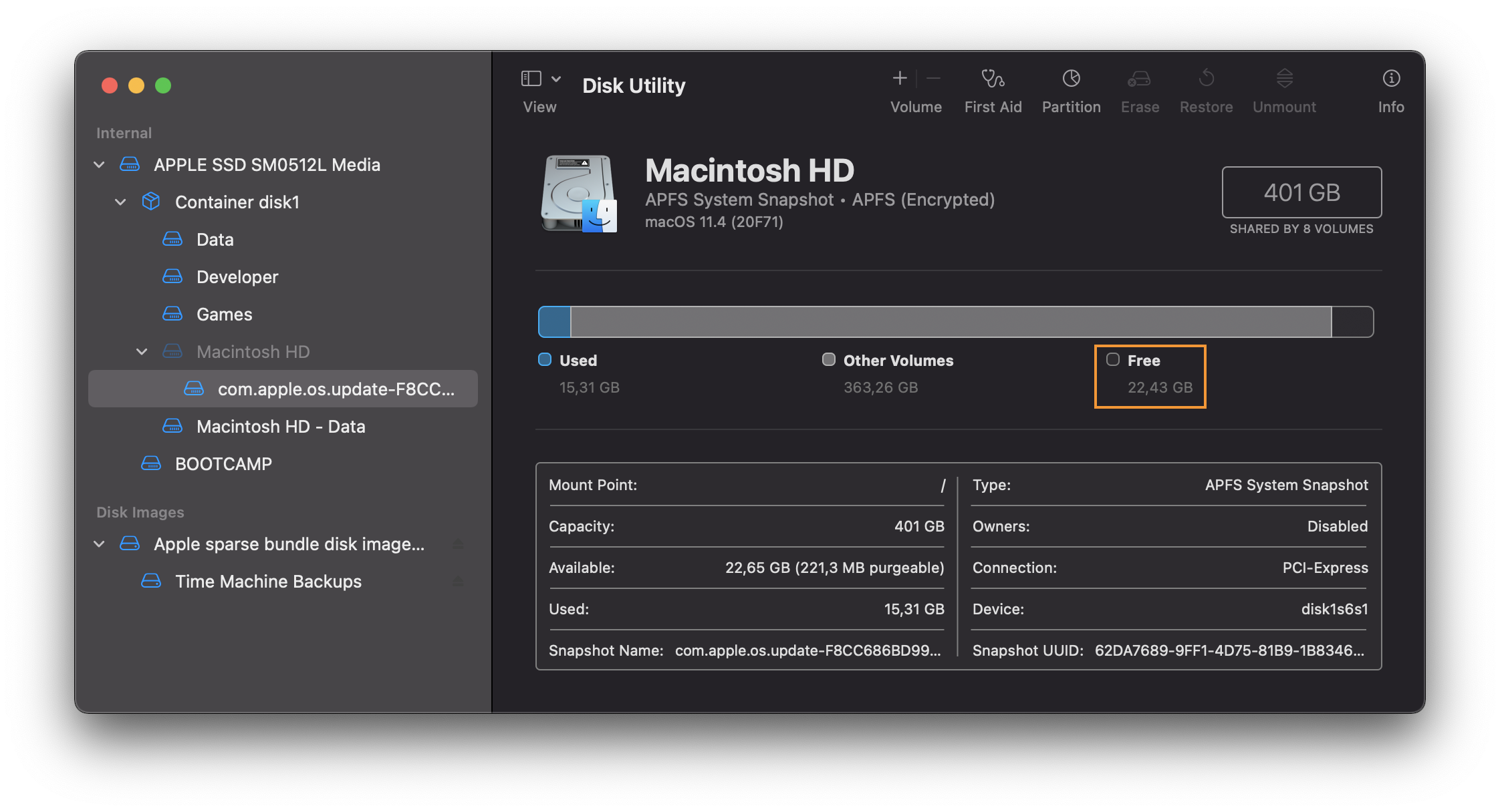 Disk Utility is a macOS application to inspect and format storage devices.