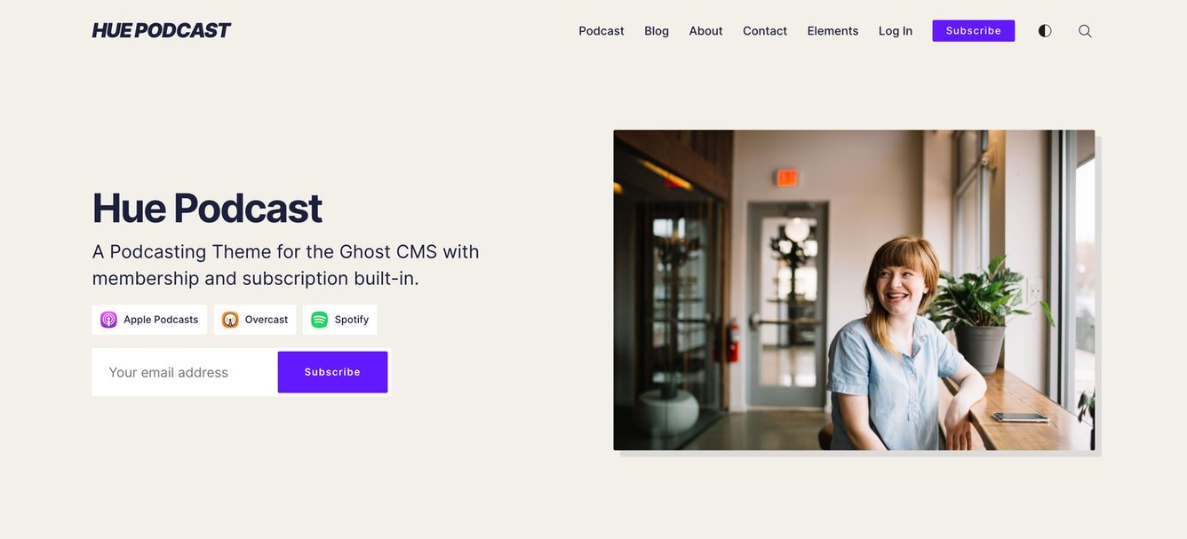Hue Ghost CMS Theme Homepage Hero
