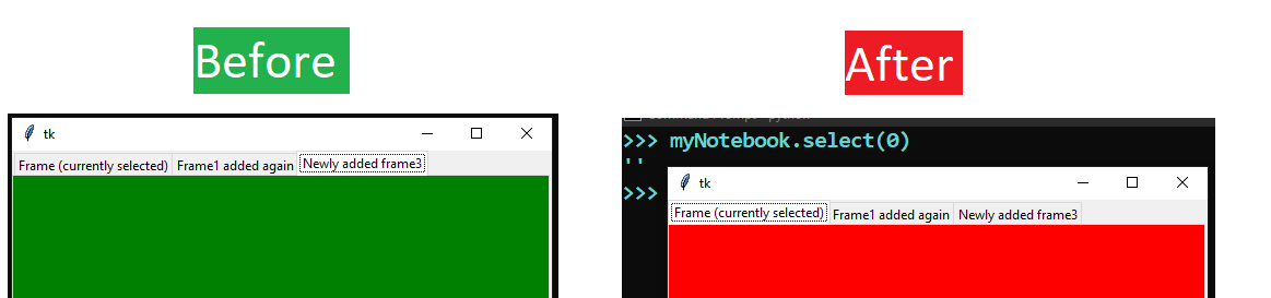 Select method in notebook widget