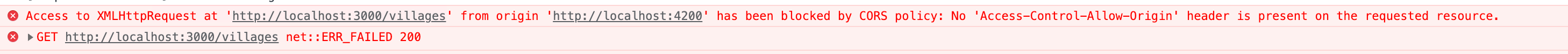 Chrome CORS request blocked error
