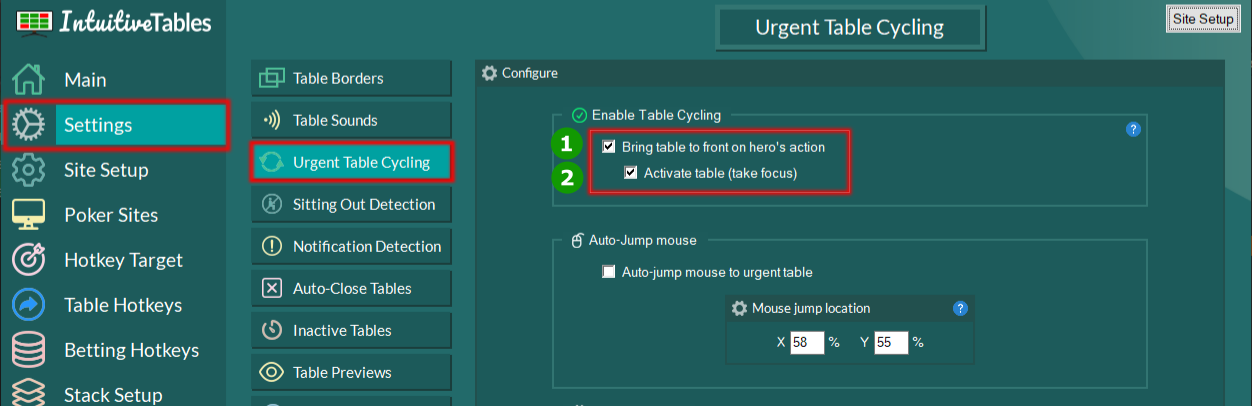 Enable Table Cycling