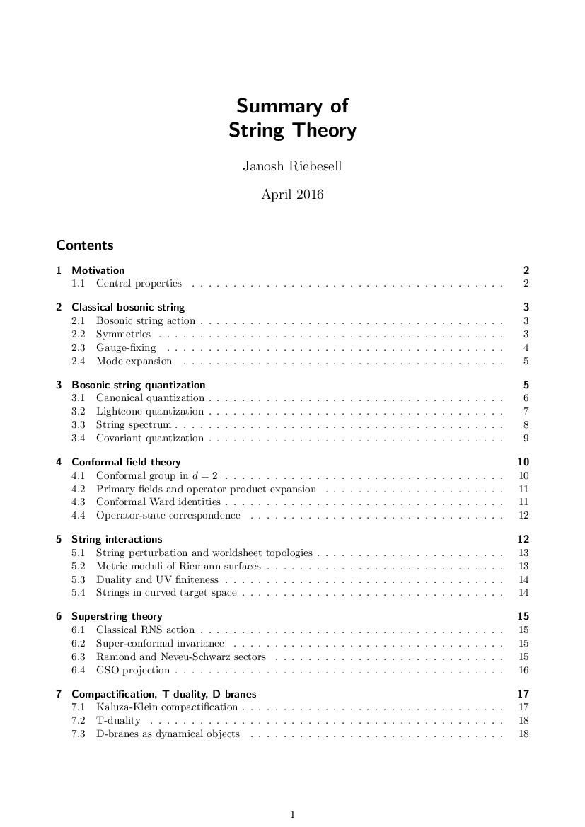 String theory summary