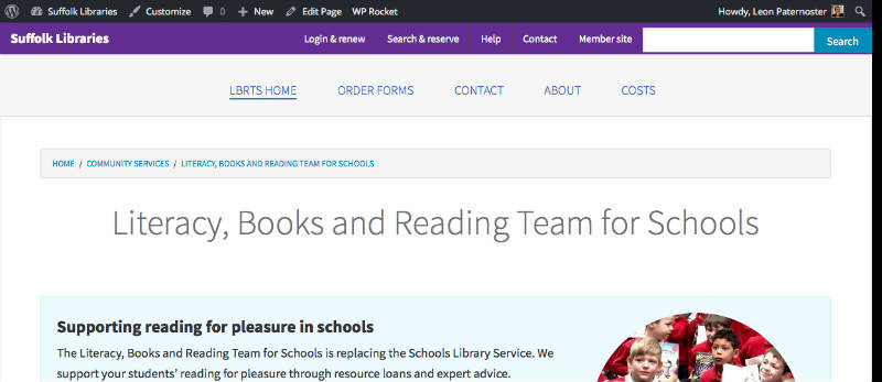 Screenshot of the Suffolk Libraries website
