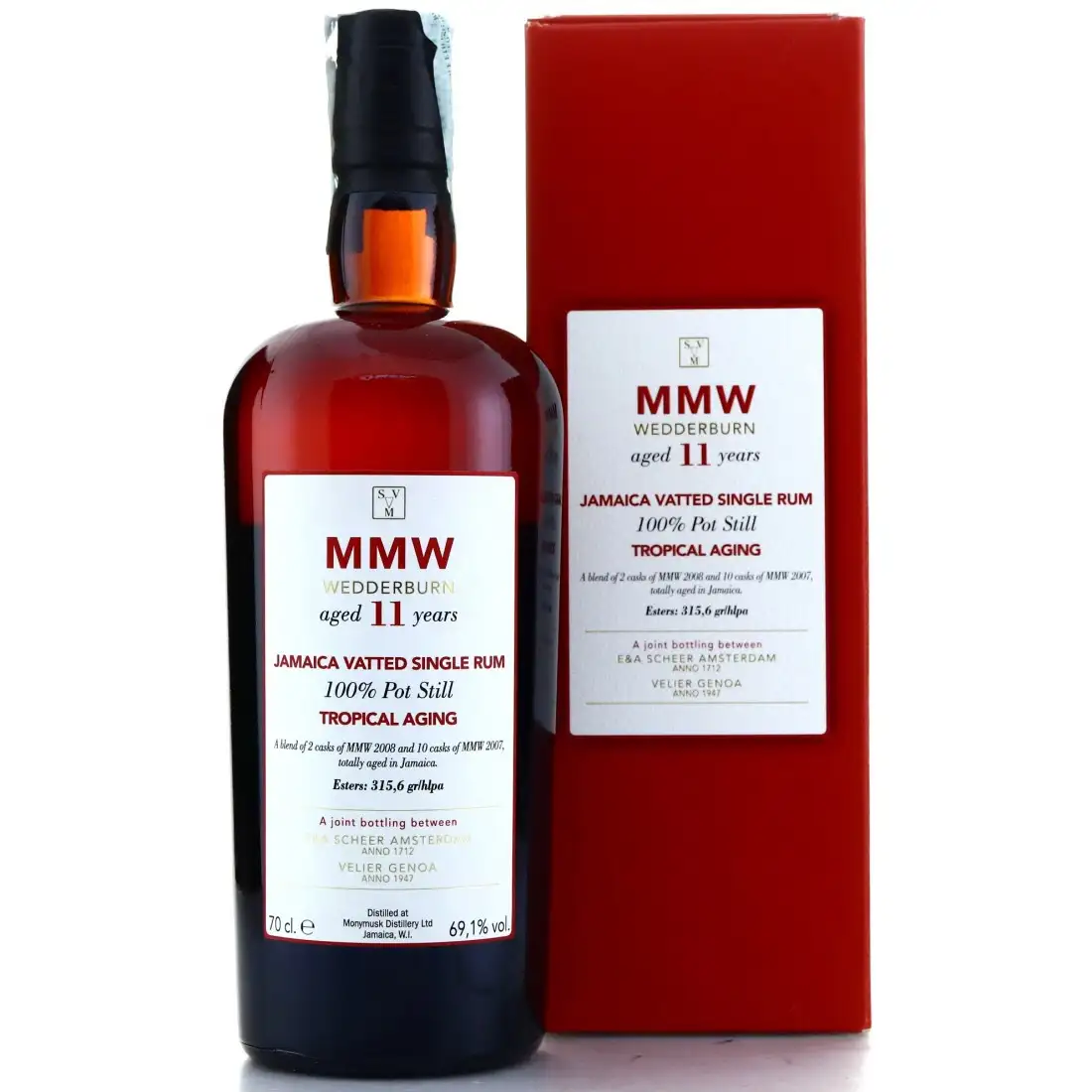 Image of the front of the bottle of the rum Wedderburn Tropical Aging MMW