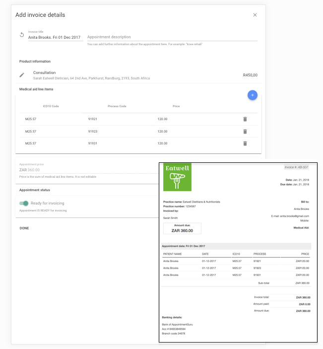 The invoice details page
