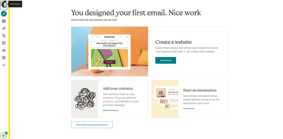 dashboard Mailchimp