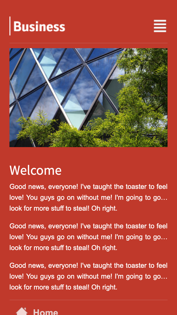 Screenshot of Pomegranate Business Mobi mobile website template