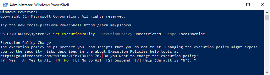 Execution Policy Confirmation Message