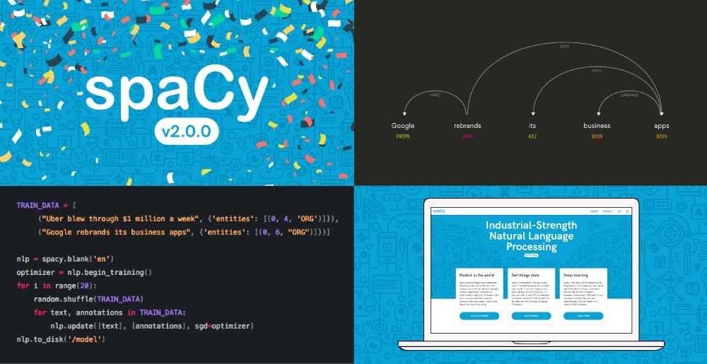 Screenshots of spaCy v2.0