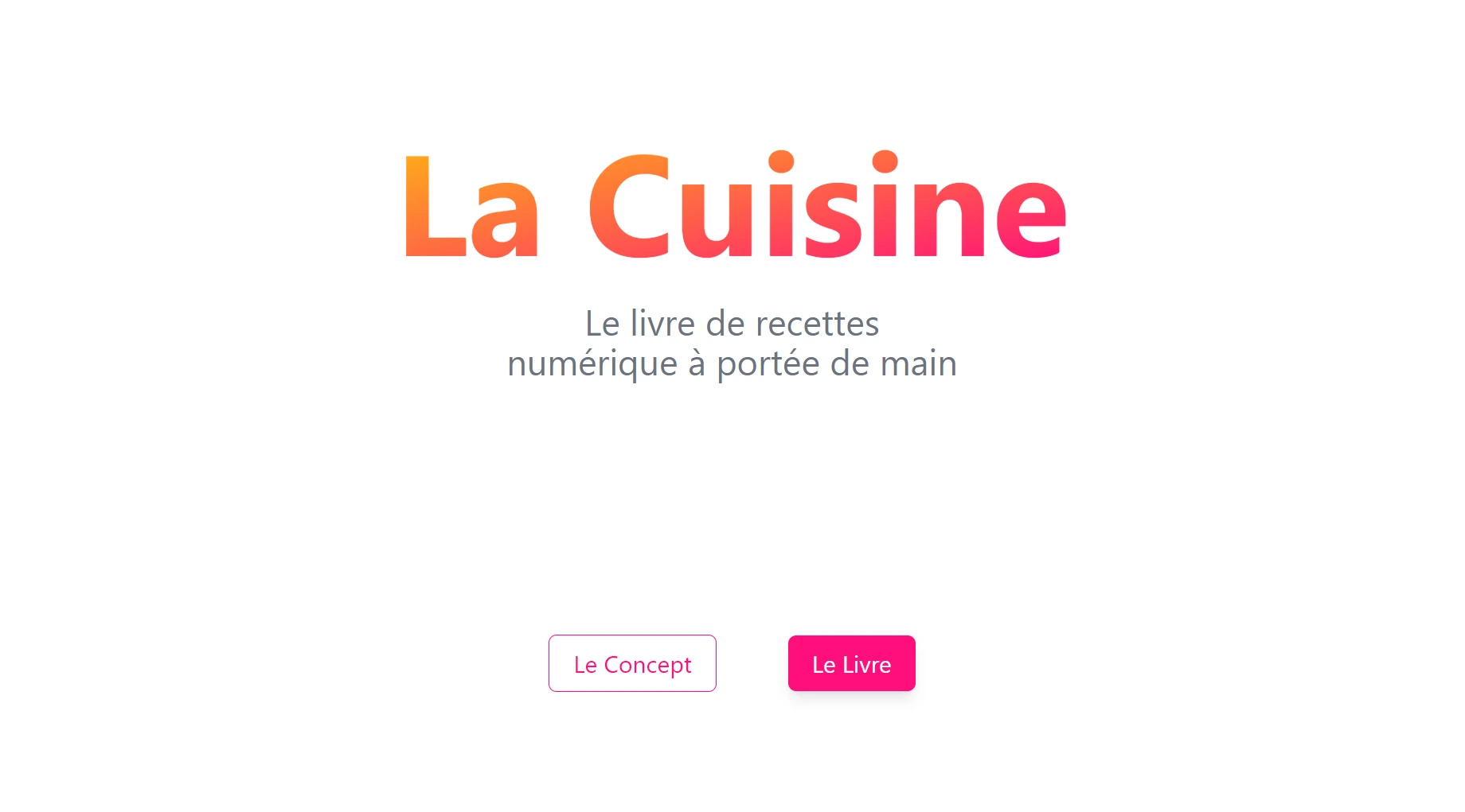 Capture d'écran du site web de la cuisine numérique