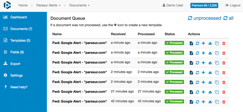 All your Google Alerts data is automatically extracted!