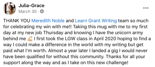 grant writing success story from julia-grace
