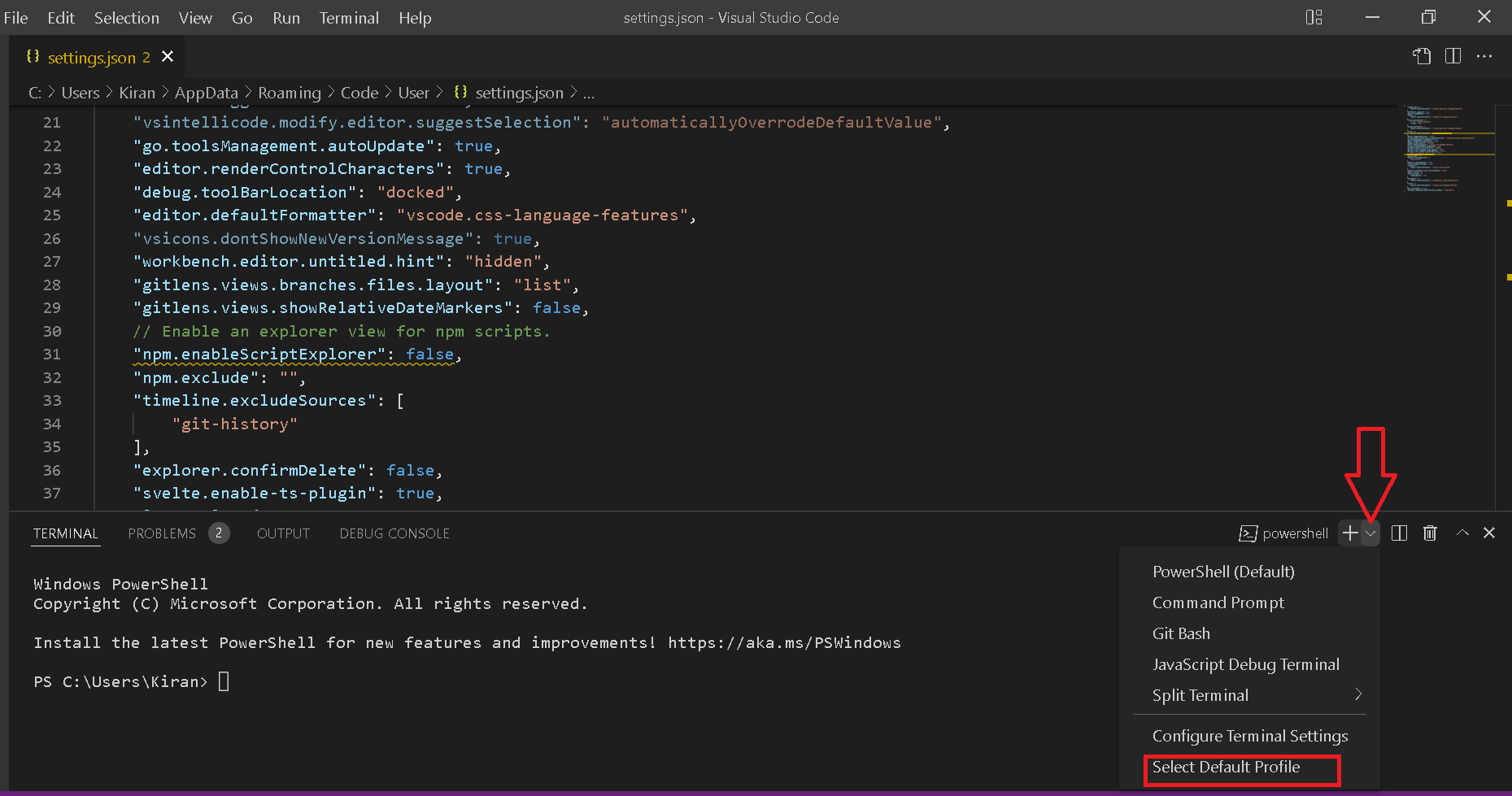 how-to-change-default-terminal-in-visual-studio-code-vscode