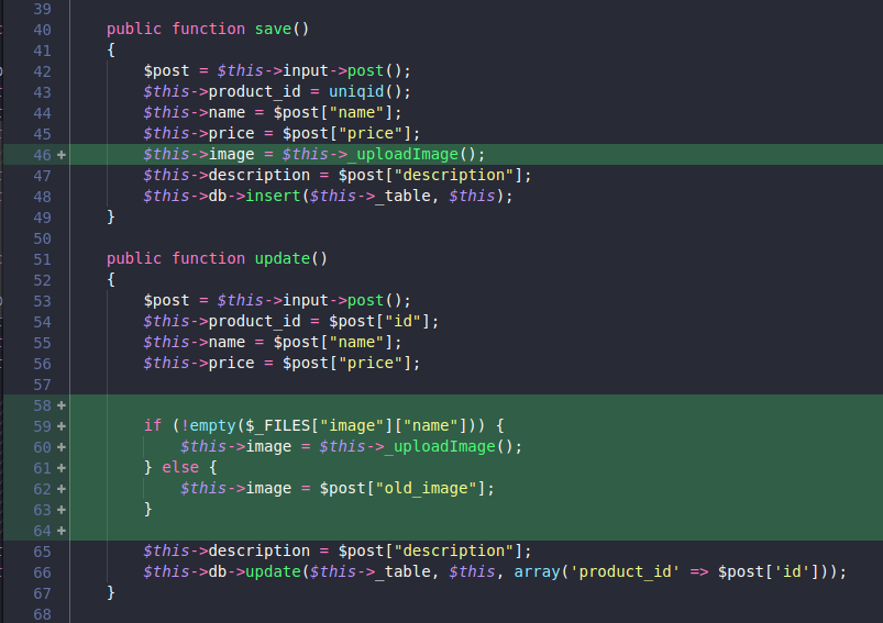 Change the save () and update () method