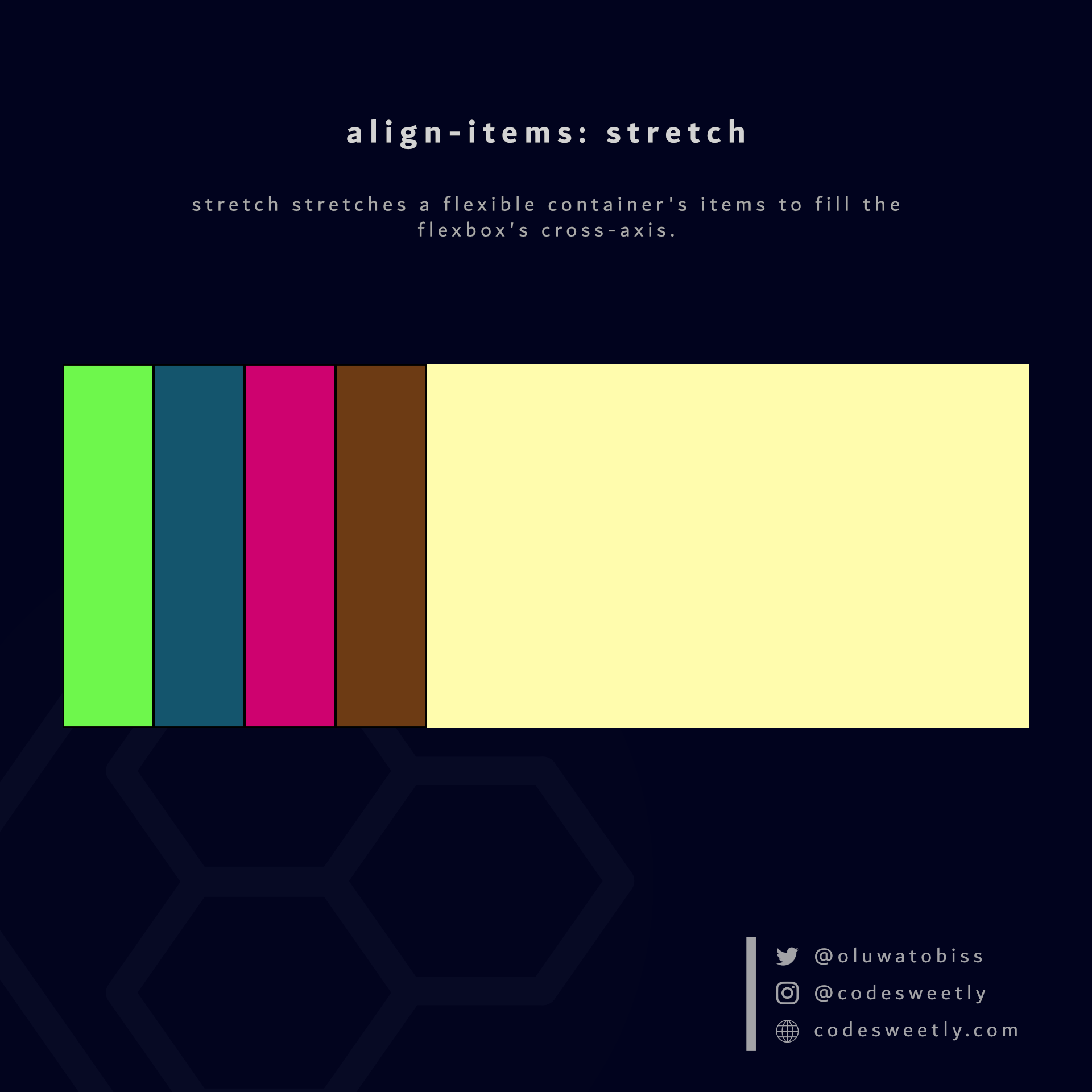 align-items' stretch value stretches flexible items to fill the flexbox's cross-axis